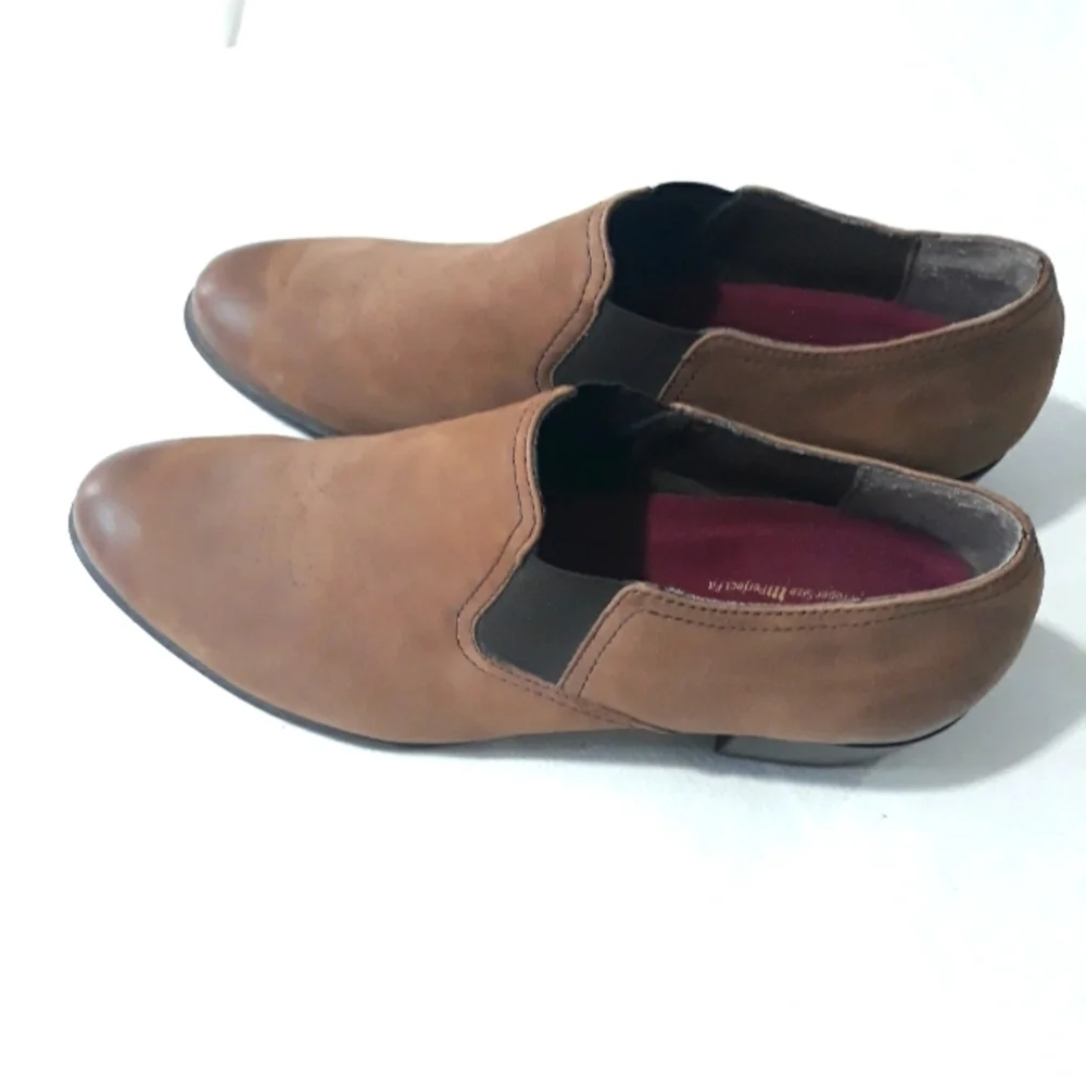 Munro American Tan Boots Leather Loafer Heels Bootie Size 11 M